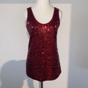 Garnet Hill Sequined Knit Tank in Cherry small New without Tags